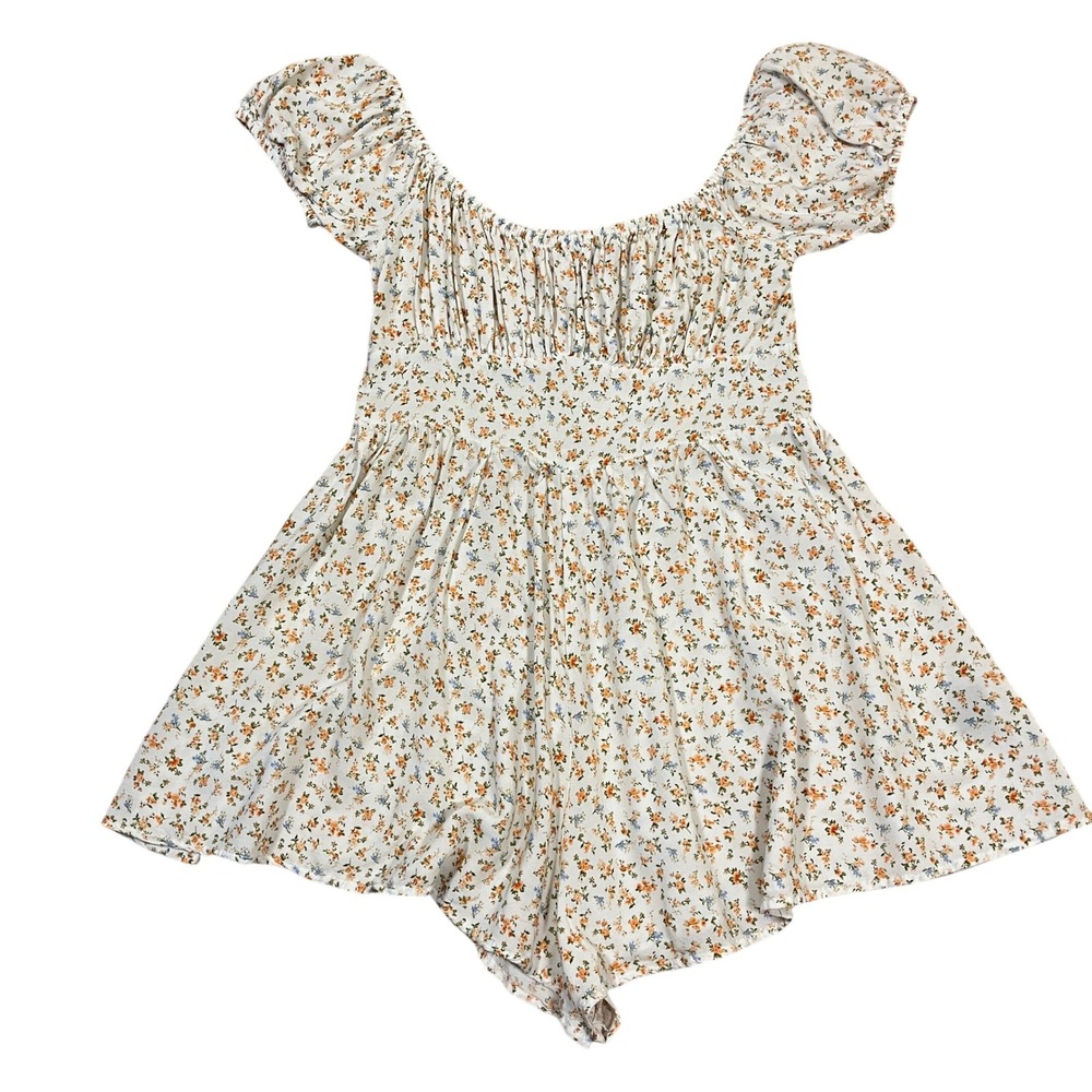 J For Justify Ditsy Print Romper Juniors L Cream Floral Cottagecore Babydoll